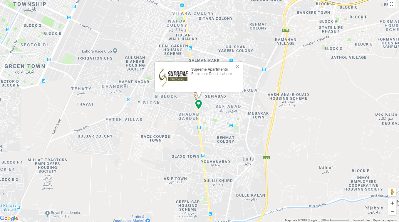 Supreme Apartments Lahore Location Map